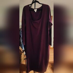 AVA & VIV Plus Size Deep Plum Long Sleeve Maxi Dress